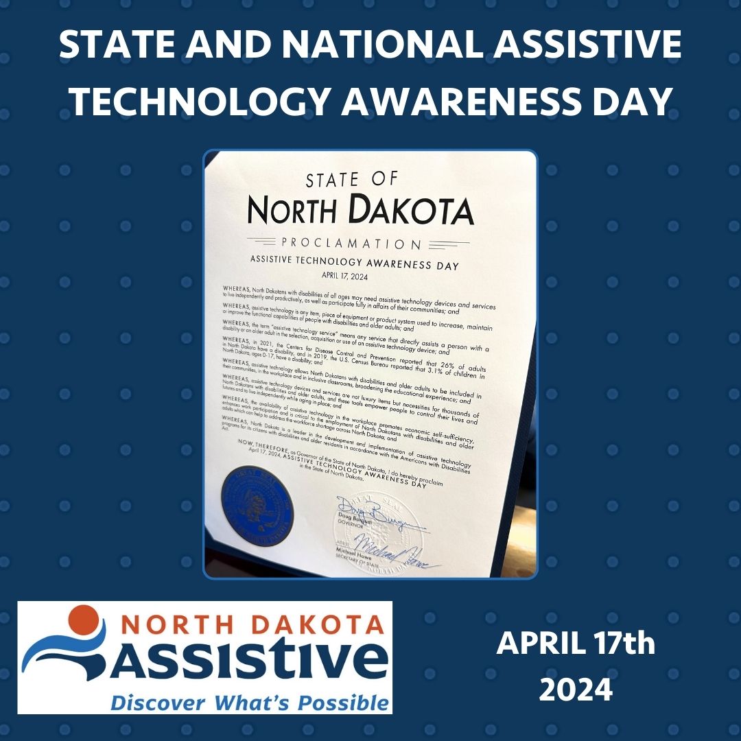 State and national Assistive Technology Awareness Day official proclamation.