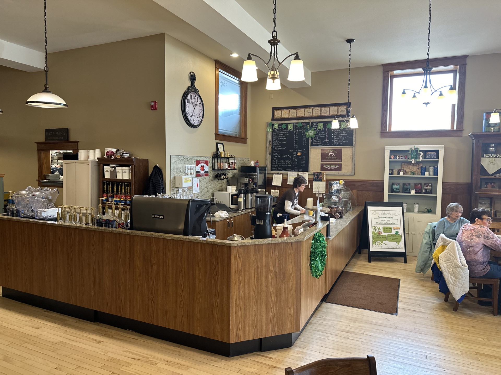 The Maddock coffee shop counter with espresso machine.