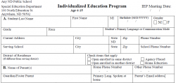 Image of sections A and B of ND IEP form