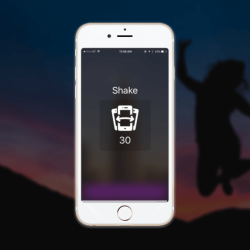 Picture of the app screen telling the user to shake the phone 30 times