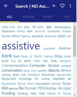 Screen shot of Word Bank Universal extension open in a browser.