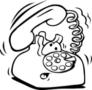 cartoon of rotary dial phone with a confused look on its face