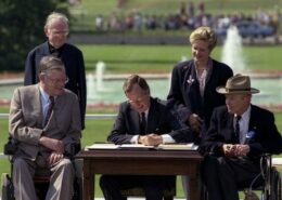 Picture of President George H. W. Bush signing the Americans with Disabilities Act 