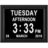 Day clock indicating date, day, time and morning or afternoon