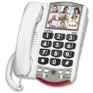 Picture of a phone with large numbers and six photo buttons