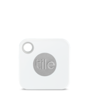 Photo of small 1.5" square white device with a hole to attach to key chain or purse