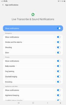 capture d'écran d'une tablette Android dans le menu des notifications sonores