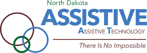 North Dakota Assistive logo with 3 colored circles