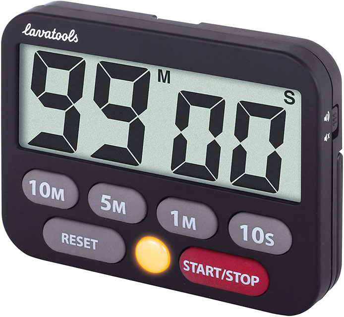 Large 3" Display with easy-to-read bold clear digits. Quick-set minute and seconds buttons allows for easy and fast operation. Ultra-loud beeper alarm means that you'll never miss it, even if you're in another room.