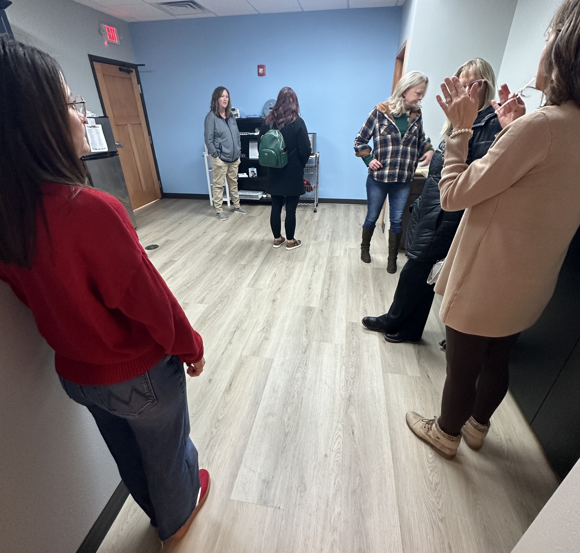 Educator members of the AT Builders visit the newly renovated smart kitchen at our demonstration center in Bismarck.